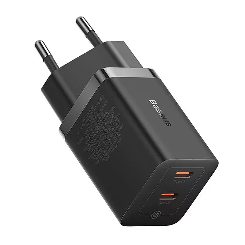 Ładowarka ścienna Baseus GaN5 40W, 2x USB C (czarna)