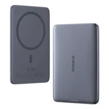 Przenośny powerbank Baseus PicoGo Ultra-cienki 5000 mAh, moc wyjściowa 20 W, ładowanie bezprzewodowe, USB-C, szary
