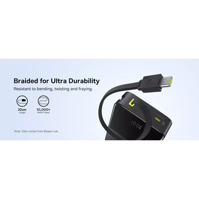 Power bank Baseus EnerFill Bipow2 Pro — 20000 mAh, PD 3.0 i QC 3.0, 22,5 W, 1×USB-A + 1×USB-C, czarny, do 3 urządzeń