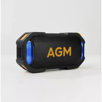Głośnik imprezowy Beafon AGM Mag Rock — bezprzewodowy 8 W, bateria 1800 mAh, do 10 godz., czarny/pomarańczowy, przyciskowa regulacja głośności