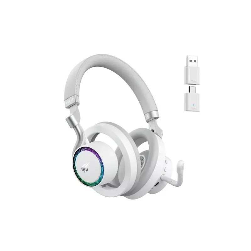 Słuchawki HAVIT Fuxi-H8 — bezprzewodowe i przewodowe, Bluetooth, 20–20000 Hz, zasięg 10 m, 300 g, białe