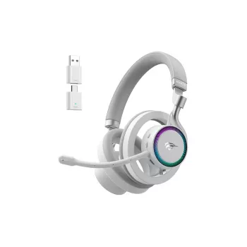Słuchawki HAVIT Fuxi-H8 — bezprzewodowe i przewodowe, Bluetooth, 20–20000 Hz, zasięg 10 m, 300 g, białe