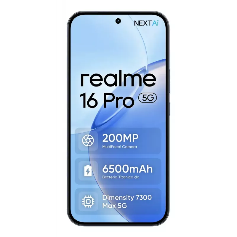 Smartfon REALME 16 PRO — 6,8 cala (17,3 cm) 5G, MediaTek Dimensity, 8 GB RAM, 256 GB, podwójny aparat 200 MP, 6500 mAh, szary