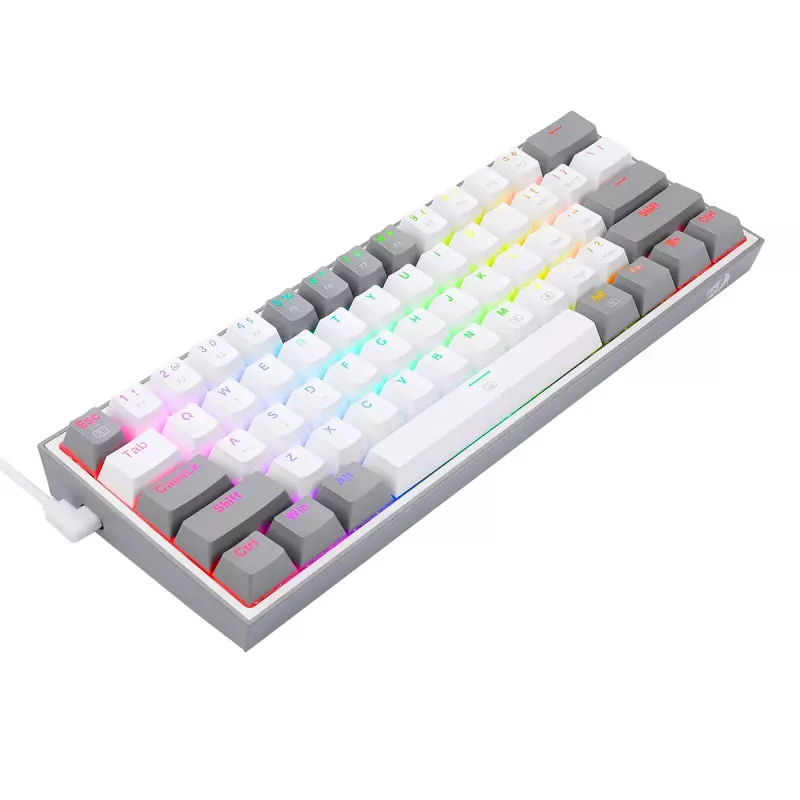 Klawiatura mechaniczna REDRAGON K617-RGB Fizz przewodowa USB szaro-biała