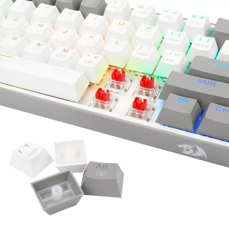 Klawiatura mechaniczna REDRAGON K617-RGB Fizz przewodowa USB szaro-biała