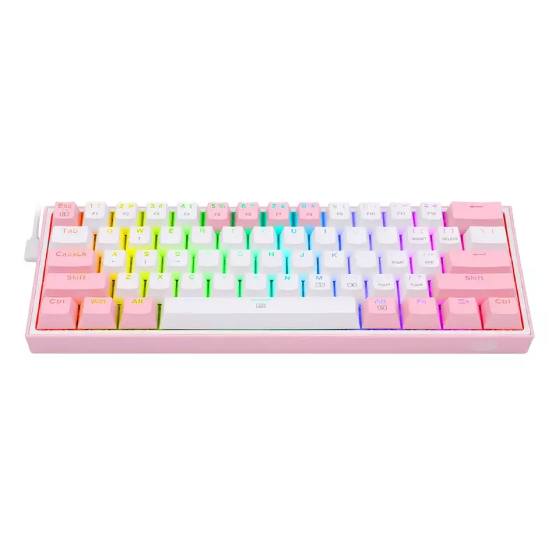 Klawiatura mechaniczna REDRAGON K617-Fizz RGB — przewodowa USB, różowo-biała, kabel 1,5 m