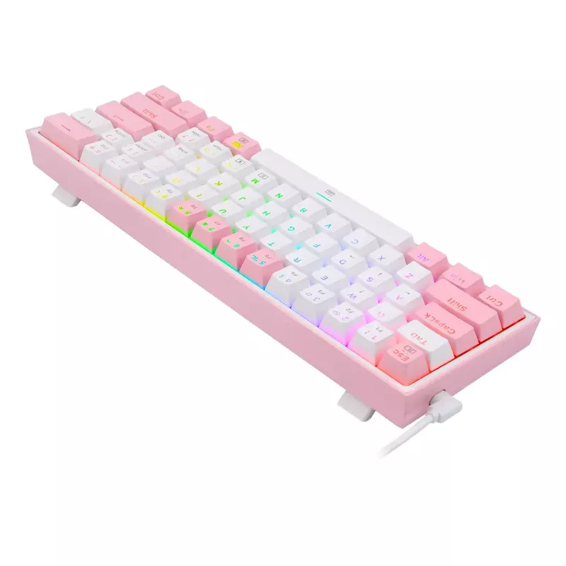 Klawiatura mechaniczna REDRAGON K617-Fizz RGB — przewodowa USB, różowo-biała, kabel 1,5 m