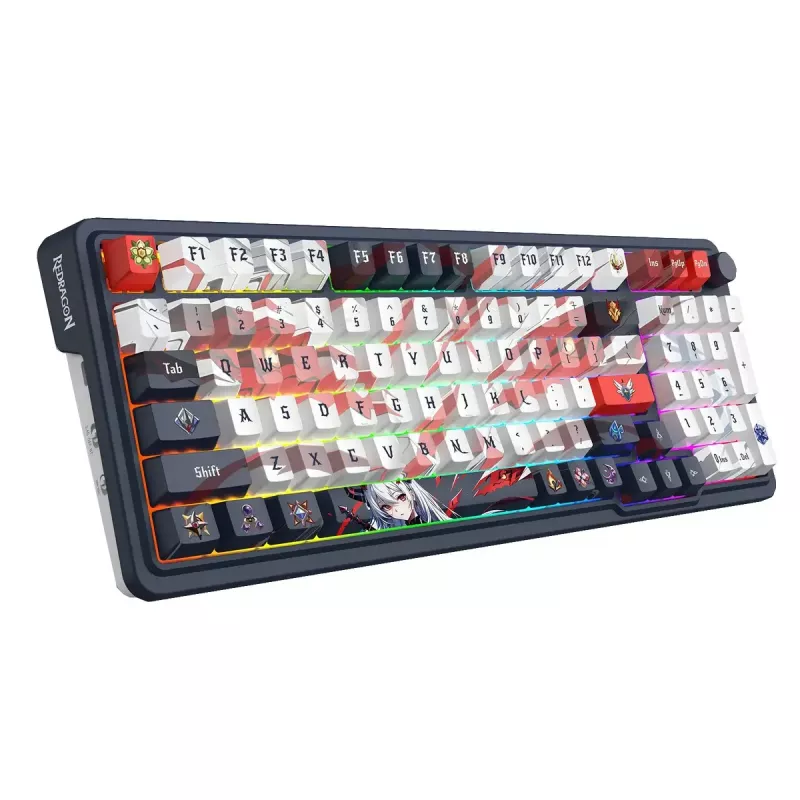 Klawiatura mechaniczna REDRAGON K686AK-RGB-PRO — RF Wireless + USB, Navy biały, kabel 1,5 m