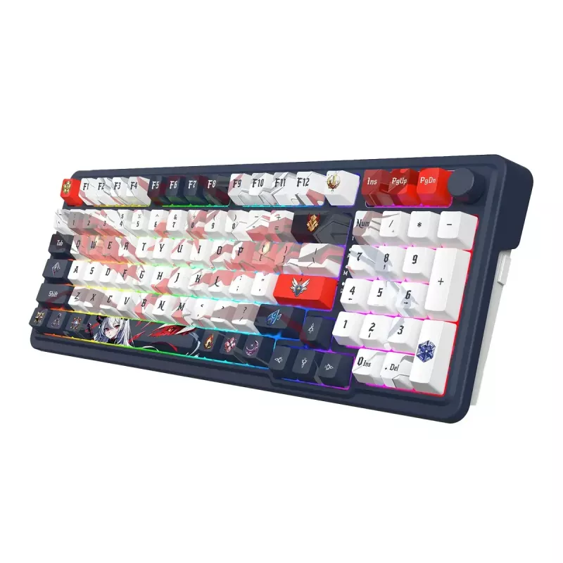 Klawiatura mechaniczna REDRAGON K686AK-RGB-PRO — RF Wireless + USB, Navy biały, kabel 1,5 m