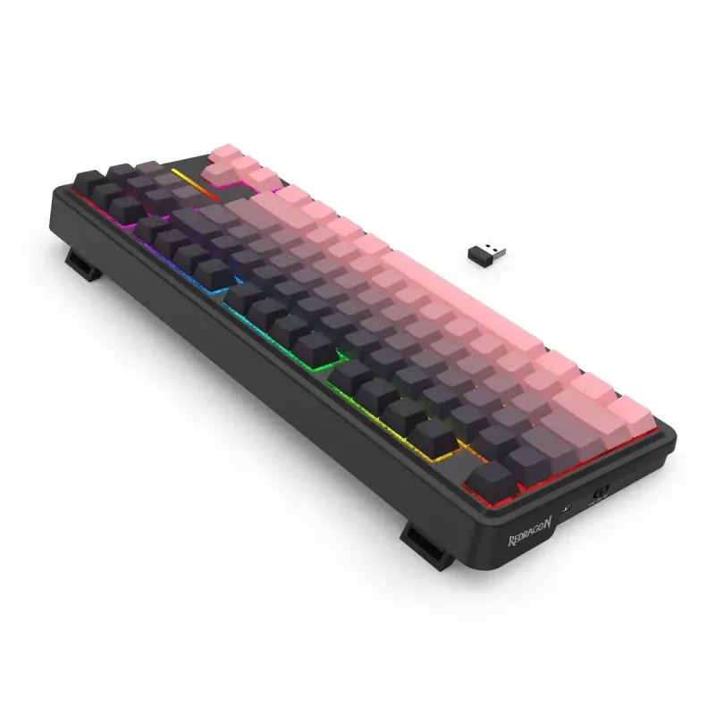 Klawiatura mechaniczna REDRAGON Antonium Pro K728SP-RGB-PRO — USB, bezprzewodowa RF, Bluetooth, czarno-różowa