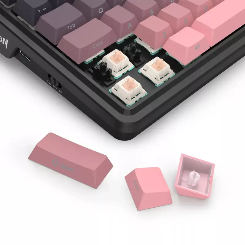Klawiatura mechaniczna REDRAGON Antonium Pro K728SP-RGB-PRO — USB, bezprzewodowa RF, Bluetooth, czarno-różowa