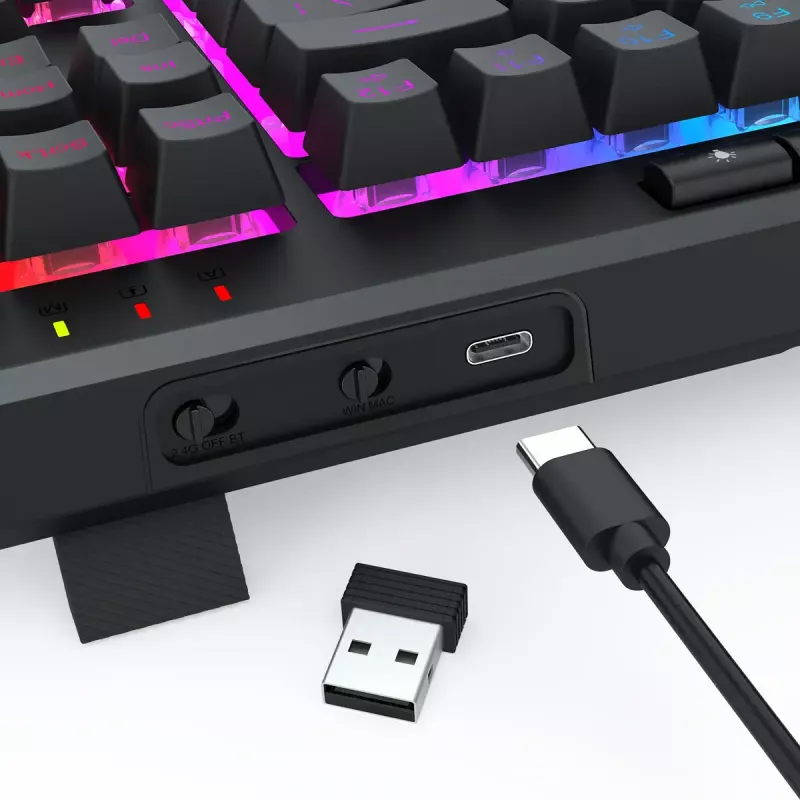 REDRAGON K516RGB-PRO SHIVA PRO 87 klawiatura USB RF bezprzewodowa Bluetooth czarna