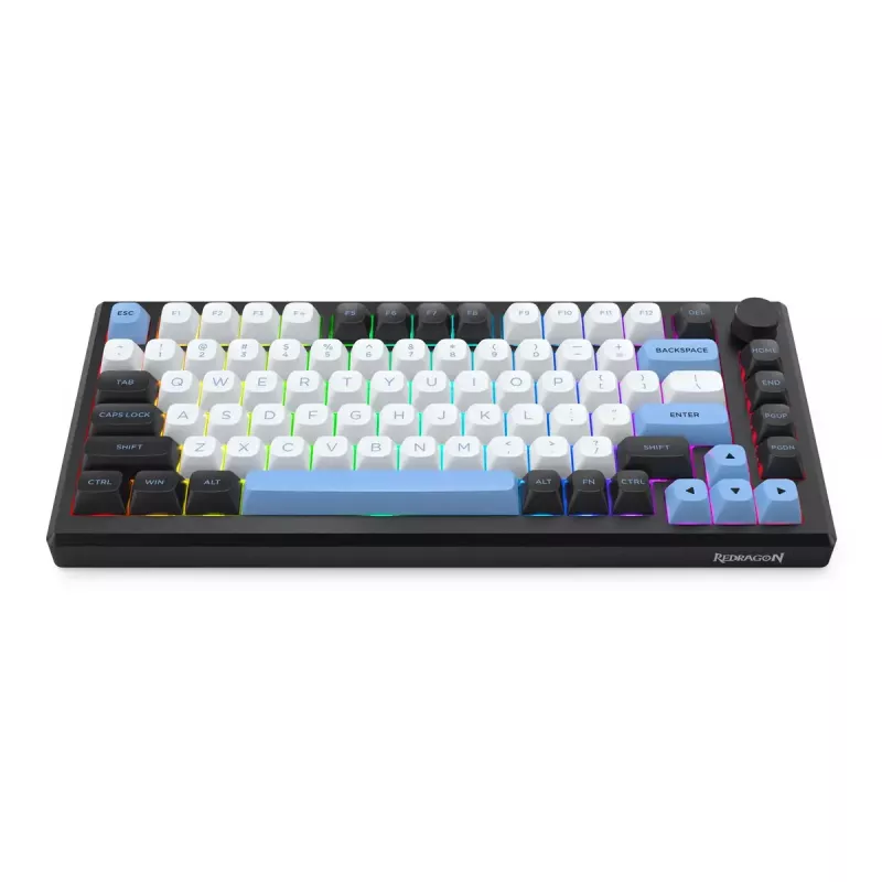 Klawiatura REDRAGON K732WLB-RGB-PRO URANUS PRO — 65% mechaniczna, USB + RF bezprzewodowa + Bluetooth, QWERTY, układy angielskie, kabel 1,5 m, Czarna/Biała