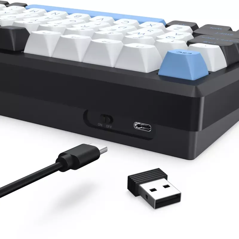 Klawiatura REDRAGON K732WLB-RGB-PRO URANUS PRO — 65% mechaniczna, USB + RF bezprzewodowa + Bluetooth, QWERTY, układy angielskie, kabel 1,5 m, Czarna/Biała