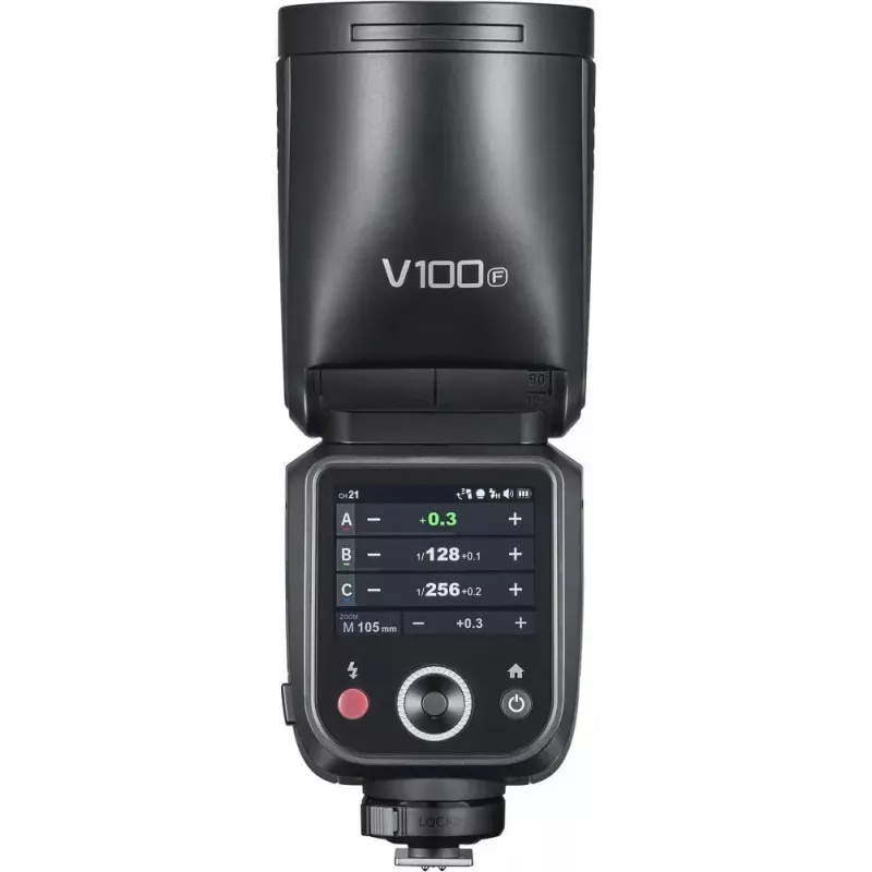 Lampa błyskowa Godox V100-F do Fujifilm — przenośna lampa reporterska z akumulatorem litowo-jonowym