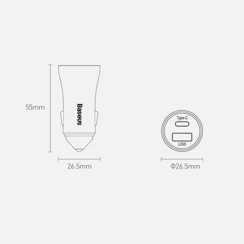 Ładowarka samochodowa Baseus TZCCJD-0G 40W ciemnoszary — adapter USB do gniazda zapalniczki, moc 40W