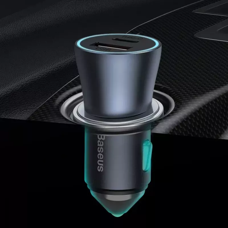 Ładowarka samochodowa Baseus TZCCJD-0G 40W ciemnoszary — adapter USB do gniazda zapalniczki, moc 40W