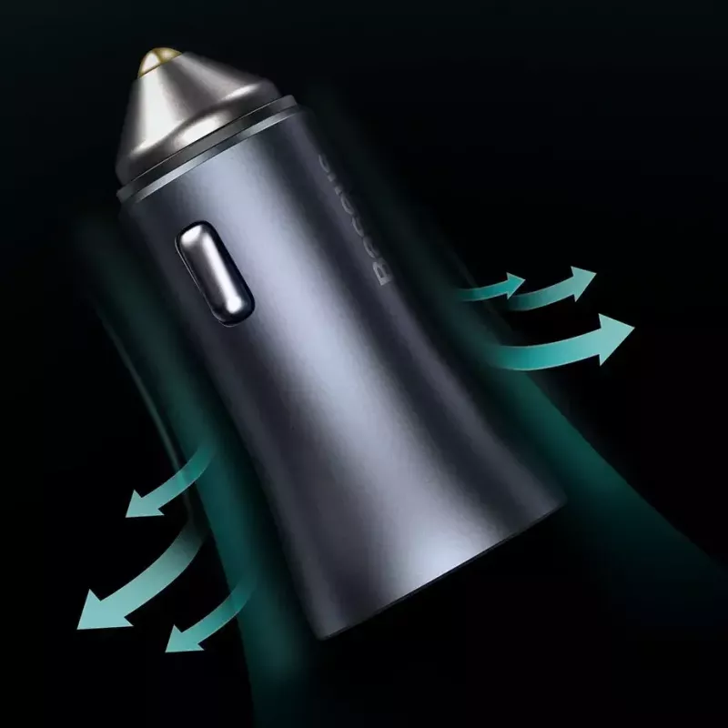 Ładowarka samochodowa Baseus TZCCJD-0G 40W ciemnoszary — adapter USB do gniazda zapalniczki, moc 40W