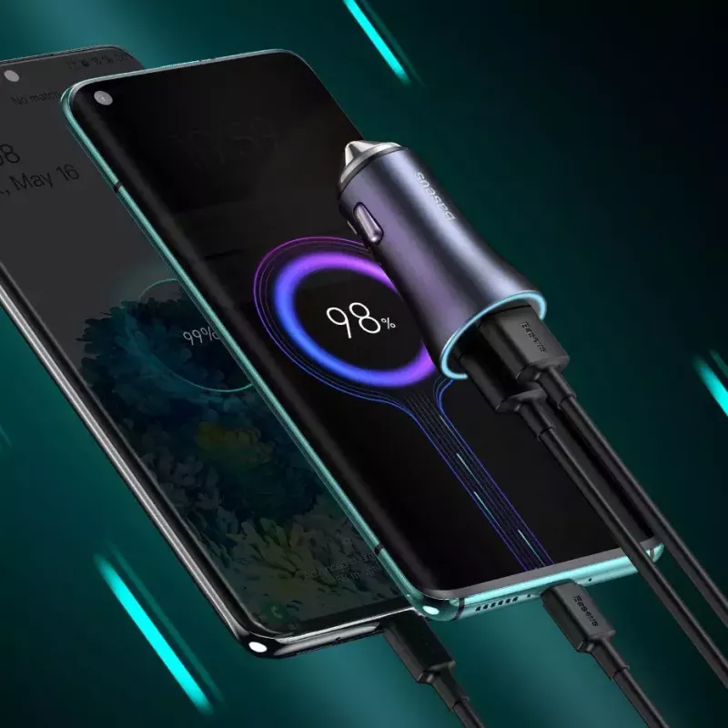Ładowarka samochodowa Baseus TZCCJD-0G 40W ciemnoszary — adapter USB do gniazda zapalniczki, moc 40W