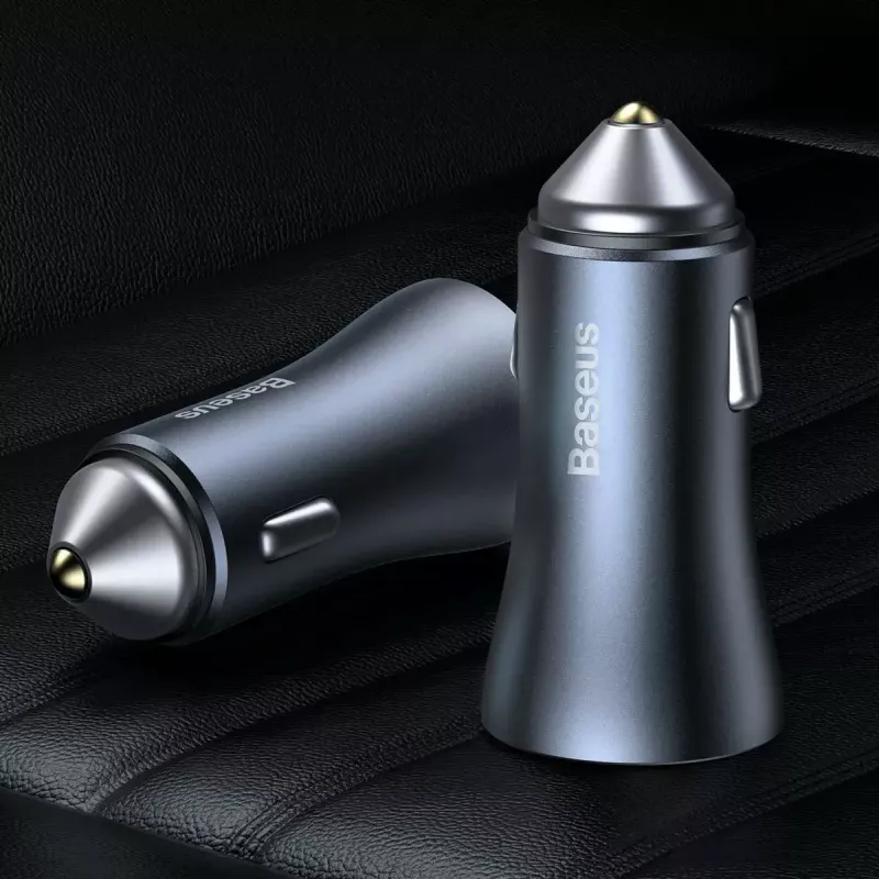 Ładowarka samochodowa Baseus TZCCJD-0G 40W ciemnoszary — adapter USB do gniazda zapalniczki, moc 40W