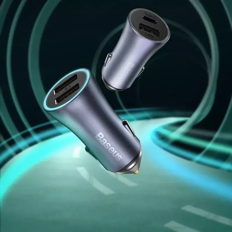 Ładowarka samochodowa Baseus TZCCJD-0G 40W ciemnoszary — adapter USB do gniazda zapalniczki, moc 40W