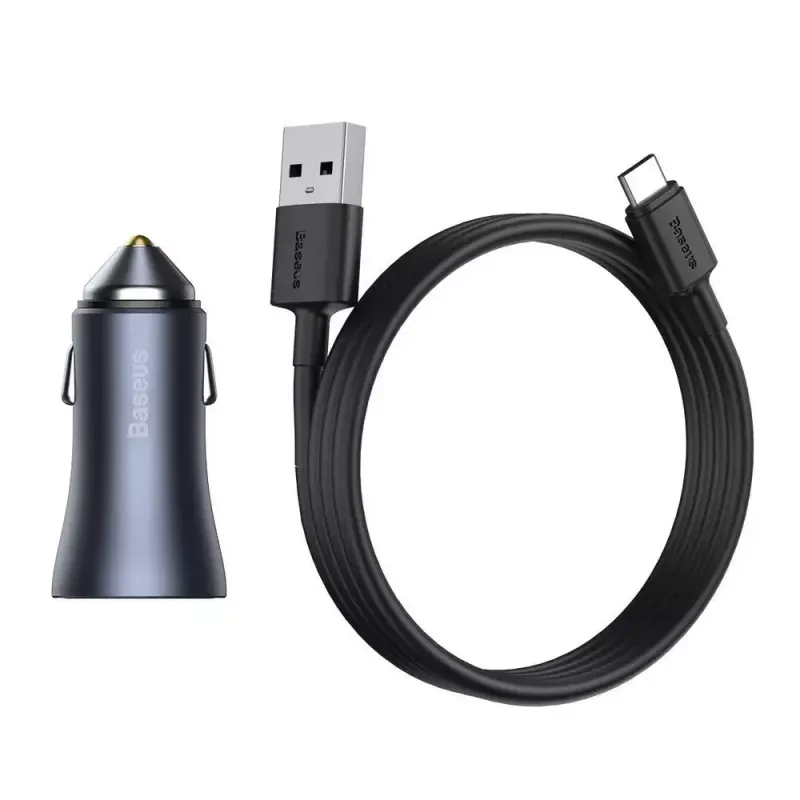 Ładowarka samochodowa Baseus TZCCJD-0G 40W ciemnoszary — adapter USB do gniazda zapalniczki, moc 40W