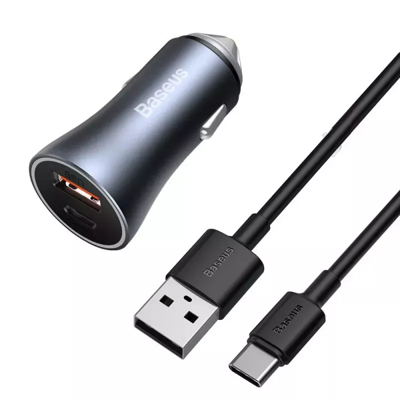 Ładowarka samochodowa Baseus TZCCJD-0G 40W ciemnoszary — adapter USB do gniazda zapalniczki, moc 40W