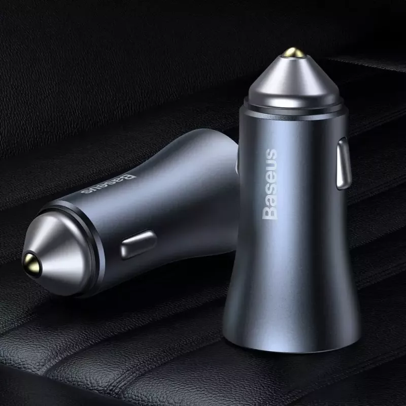 Ładowarka samochodowa Baseus TZCCJD-0G 40W ciemnoszary — adapter USB do gniazda zapalniczki, moc 40W