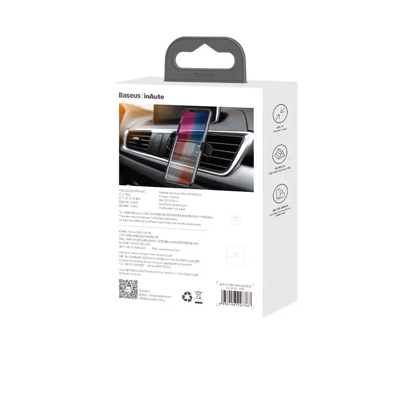 Active holder Baseus Steel Cannon Mobile phone Czarny srebrny