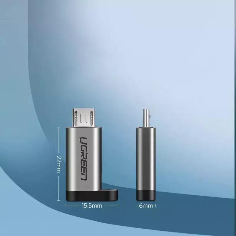 Adapter USB UGREEN USB-C na microUSB szary, lekki 0,4 kg