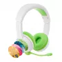 Zestaw słuchawkowy buddy phones School+ — przewodowy i bezprzewodowy Bluetooth, USB-C, wokółuszny, 20–20000 Hz, 147 g, zielono-biały