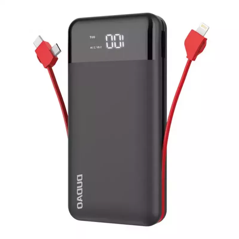Powerbank Dudao K1Pro 20000mAh 15W z 4 zintegrowanymi kablami, czarny