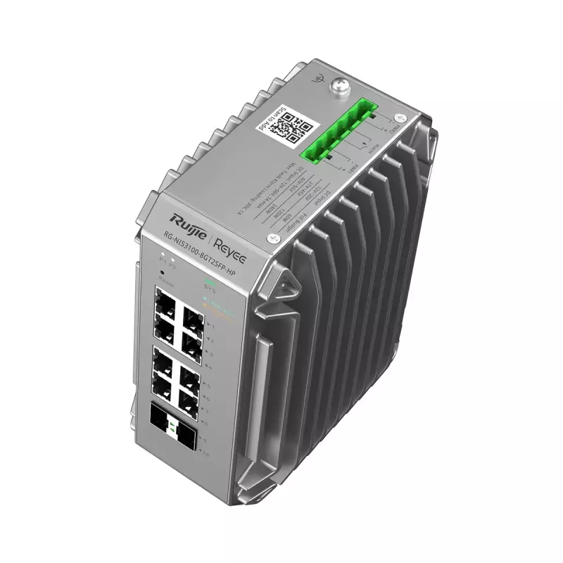 Zarządzalny przełącznik sieciowy L2 Ruijie RG-NIS3100-8GT2SFP-HP — 8× Gigabit RJ-45, 2× SFP, PoE, 12–56 V DC, 20 Gbit/s, 8000 MAC, Szary