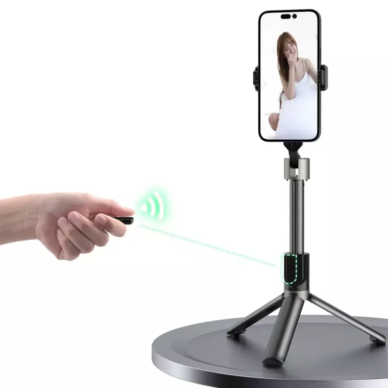 Dudao F18W teleskopowy kijek do selfie ze statywem i pilotem, 110 cm, biały