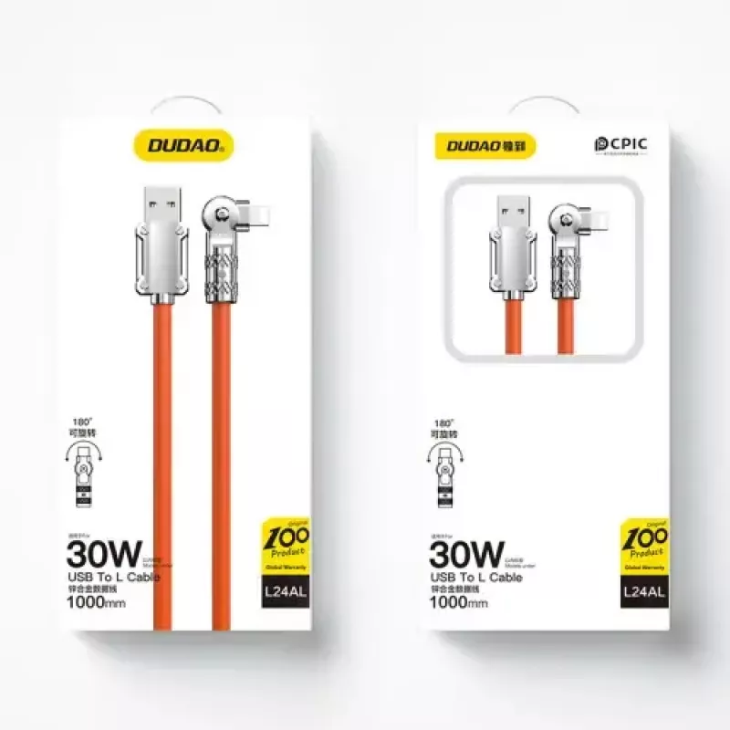 Kabel USB na Lightning Dudao L24AL — 1 m, USB-A na Lightning, pomarańczowy