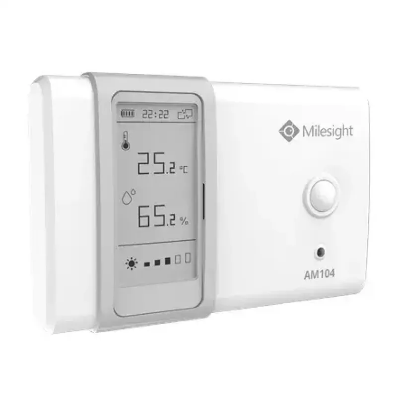 Czujnik monitorowania środowiska wewnętrznego Milesight AM104-868M LoRaWAN — temperatura i wilgotność