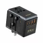 Podróżny adapter Dudao A35Pro 35W z 3× USB-C i 2× USB-A, wielowtyk EU/UK/AUS/US/JP — czarny