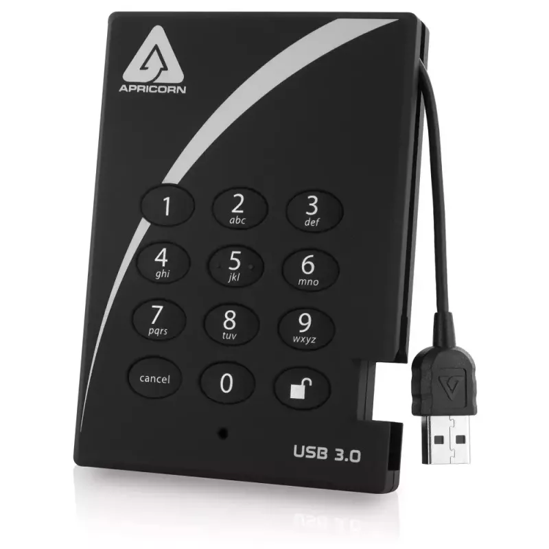Zewnętrzny dysk twardy Apricorn 2 TB USB 3.2 Gen 1 Aegis Padlock