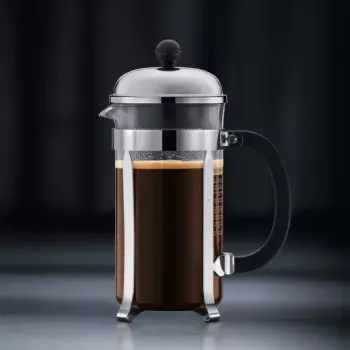 Ekspres French Press BODUM Chambord 8 filiżanek, czarna rama z chromowanym i szklanym dzbankiem