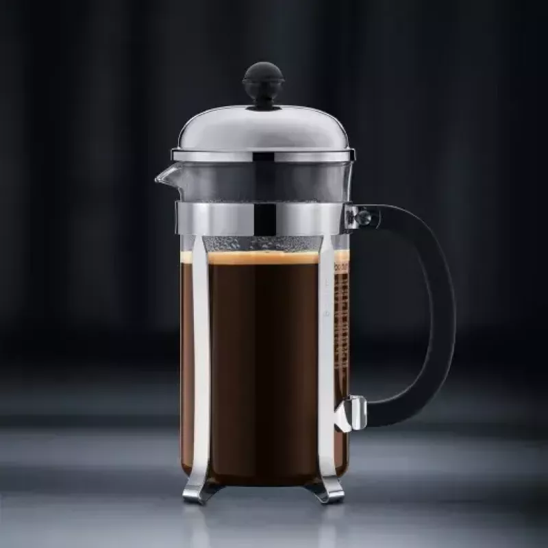 Ekspres French Press BODUM Chambord 8 filiżanek, czarna rama z chromowanym i szklanym dzbankiem