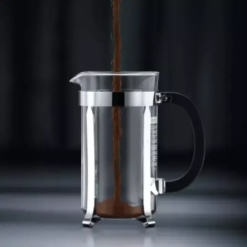 Ekspres French Press BODUM Chambord 8 filiżanek, czarna rama z chromowanym i szklanym dzbankiem