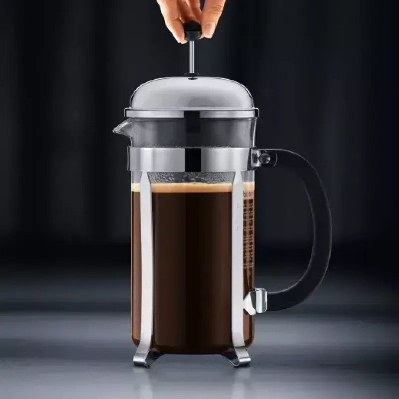 Ekspres French Press BODUM Chambord 8 filiżanek, czarna rama z chromowanym i szklanym dzbankiem