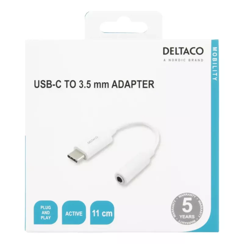 Kabel do telefonu komórkowego Deltaco USBC-1145 0,11 m biały