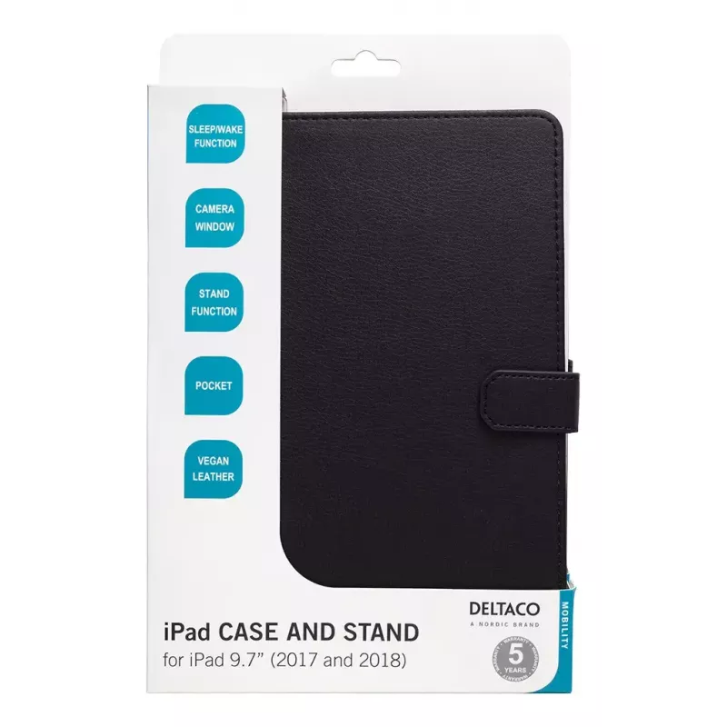 Etui do tabletu DELTACO IPD-2017-2 Folio do iPada 9,7 cala (2017/2018), skóra, tryb podstawki
