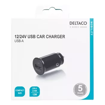 Ładowarka samochodowa Deltaco USB-CAR123 uniwersalna czarna