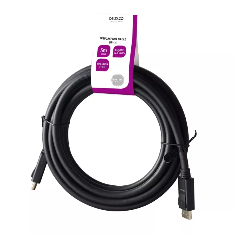 Kabel DisplayPort Deltaco DP8K-1050-LSZH 5 m Czarny