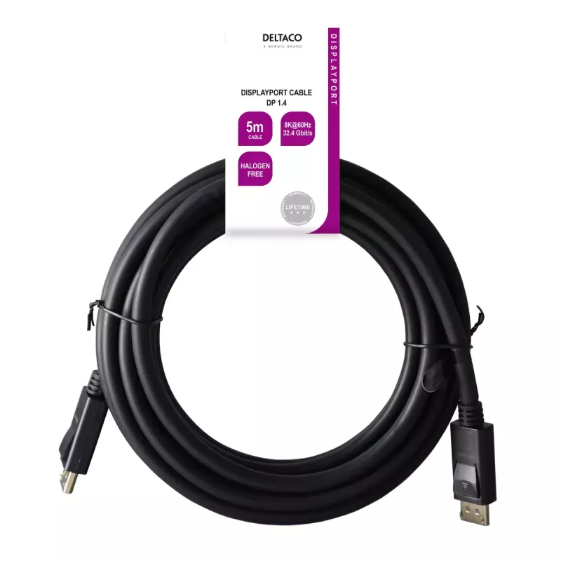Kabel DisplayPort Deltaco DP8K-1050-LSZH 5 m Czarny