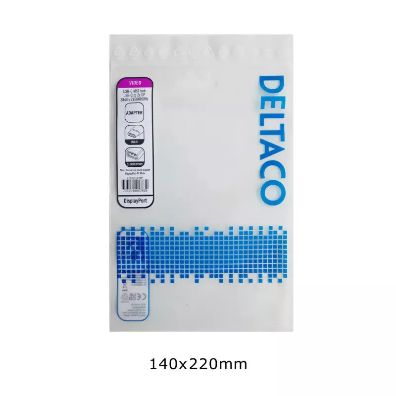 Deltaco USBC-2DP adapter wideo 0,1 m USB Type-C na 2x DisplayPort czarny