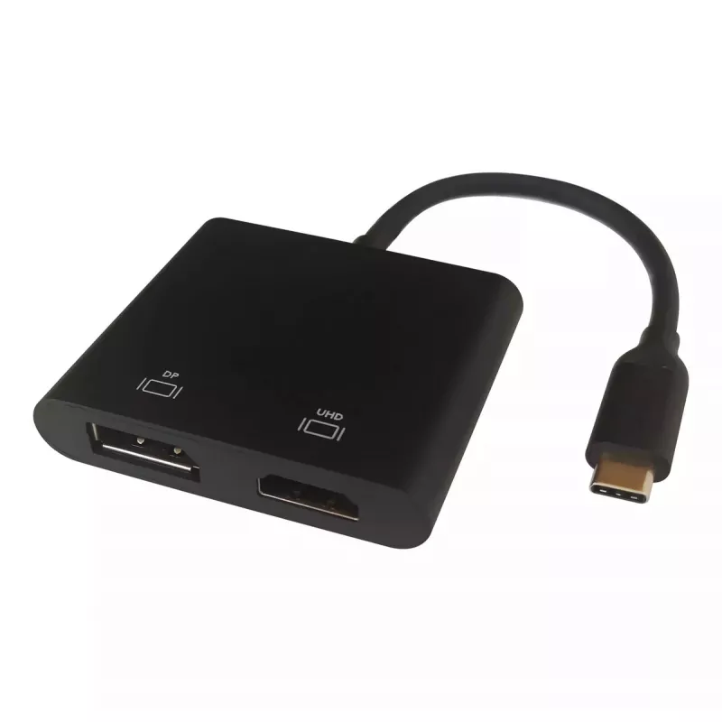 Deltaco USBC-HDDP adapter kabla wideo 0,1 m USB Type-C HDMI DisplayPort Czarny