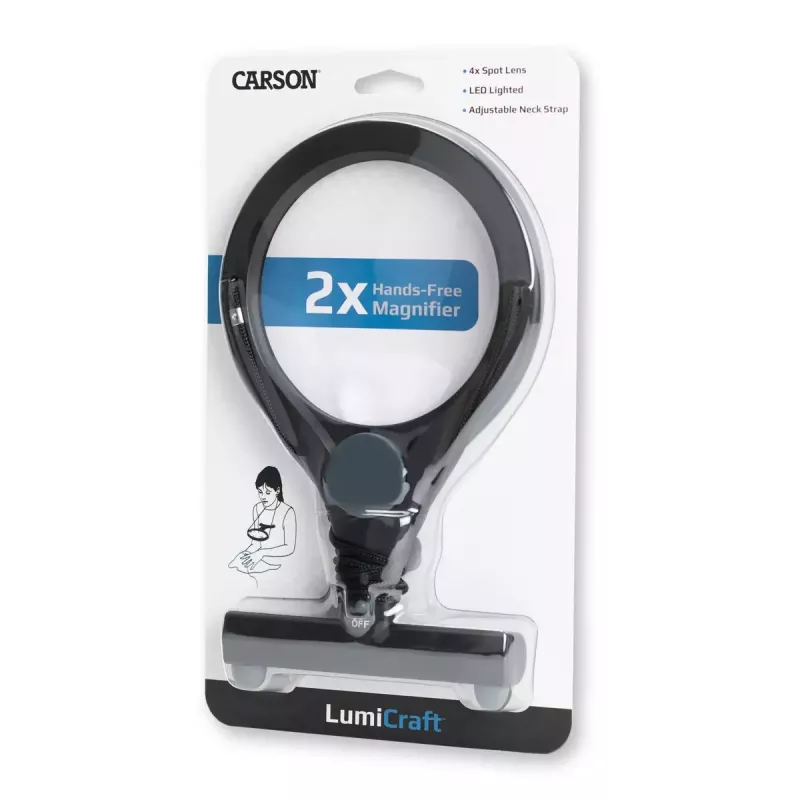 Lupa ręczna Carson LumiCraft 2x, LED, zasilana bateriami, czarna, 135×23×226 mm